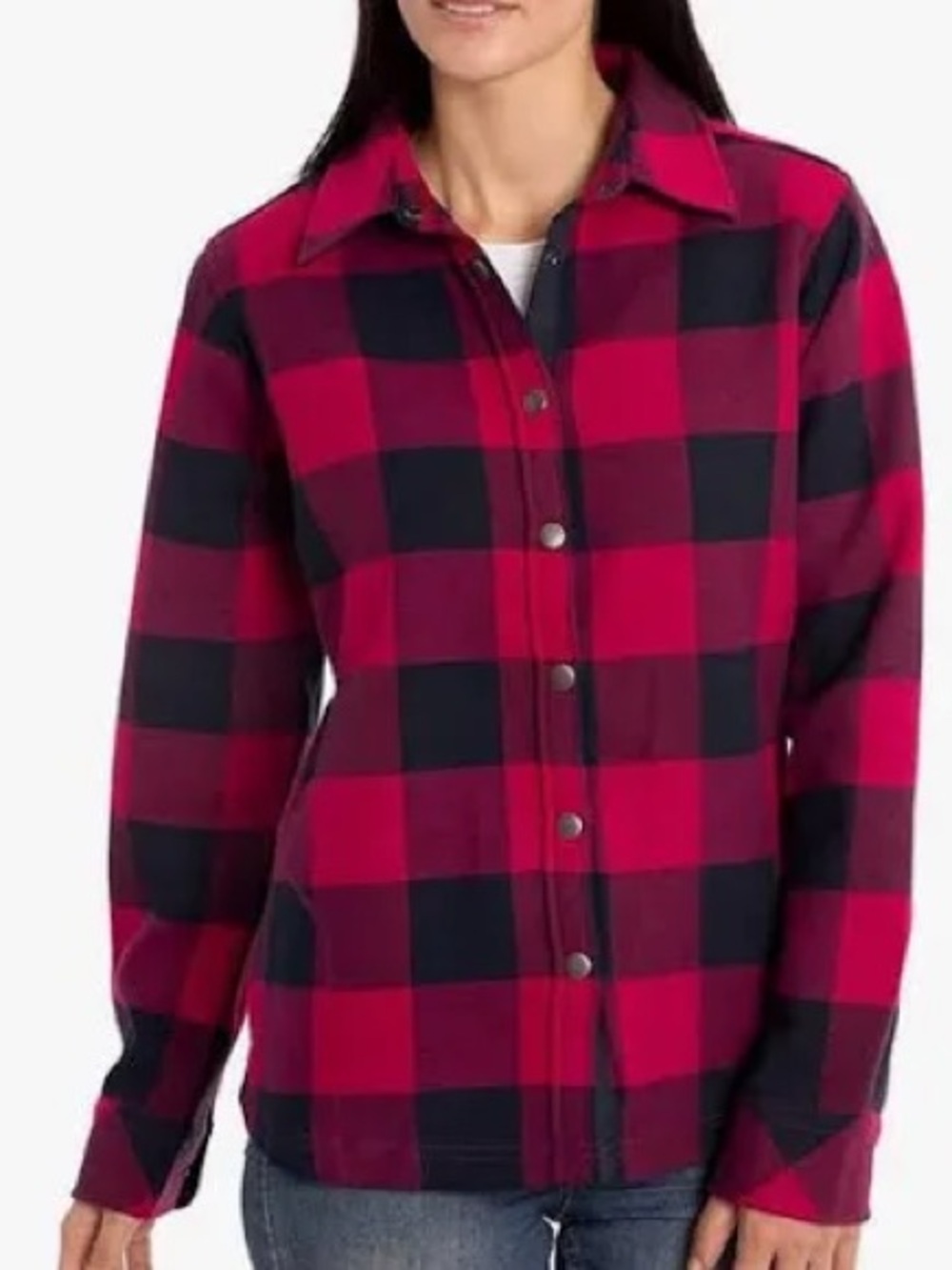 Orvis Pink and Navy Buffalo Plaid Utility snap up shirt jacket size small
